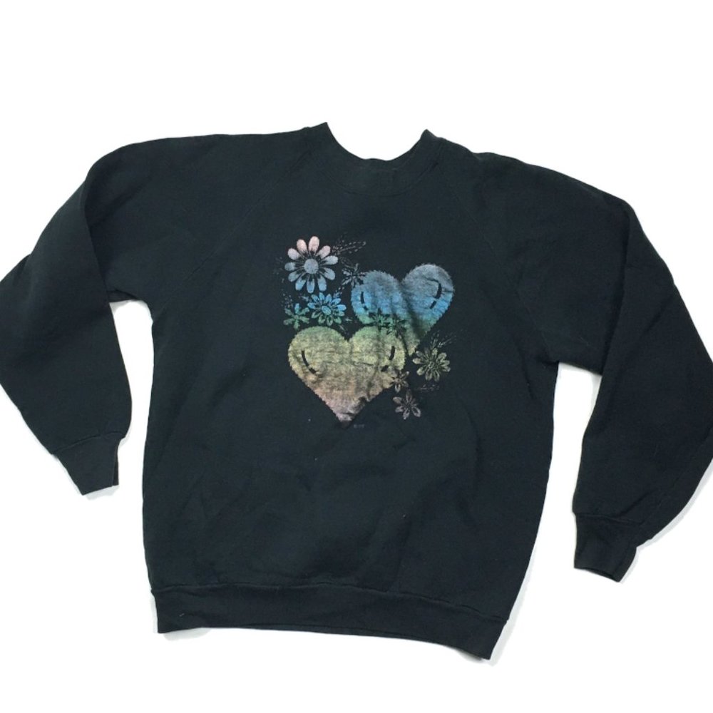 VTG Rainbow Heart Sweatshirt USA Made 50/50